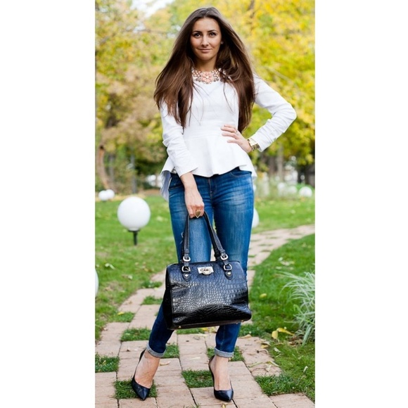 Rezeda Suleyman White Peplum Blouse, white - Picture 3 of 8